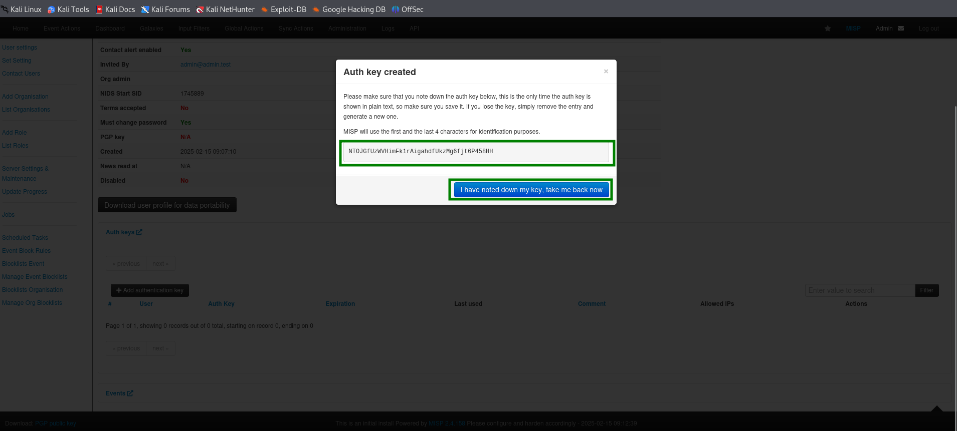 "Auth Key"