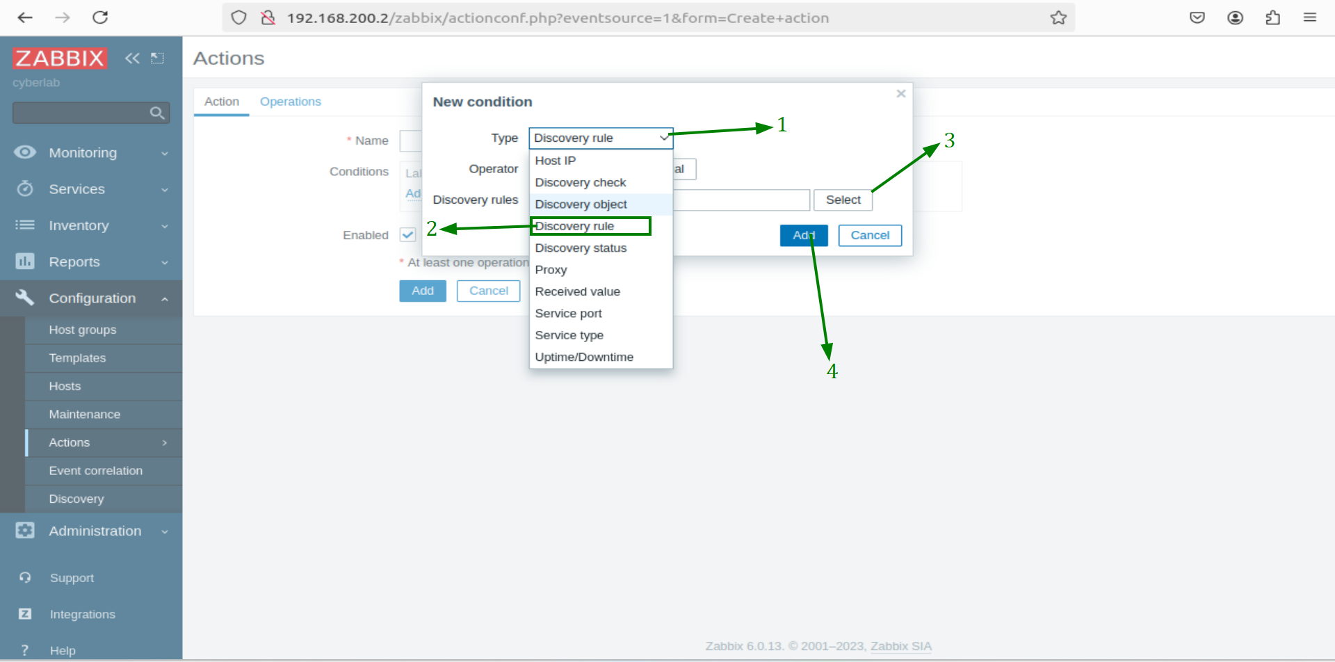 "Host discovery action setup